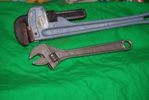 Rigid 18 pipe wrench and 12 Rigid adjustable wrench