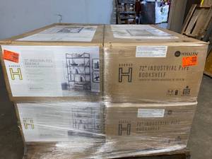 lot 25 image: Pallet with 4 Whalen 72 in. 5 Tier Freestanding Pipe Shelving New