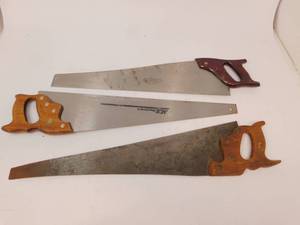 lot 49 image: Lot of 3 Vintage Hand Saws