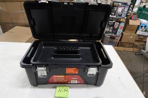 lot N32 image: Husky 22 in. Plastic Portable Tool Box with Metal Latches in Black