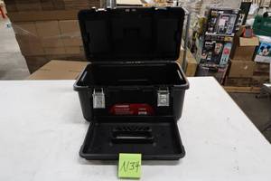 lot N34 image: Husky 22 in. Plastic Portable Tool Box with Metal Latches in Black