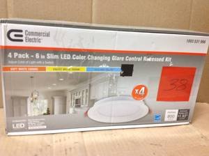 lot 38 image: 6 in. Selectable New Construction and Remodel Canless Recessed Integrated LED Kit for Shallow Ceiling (4-Pack) in good Condition