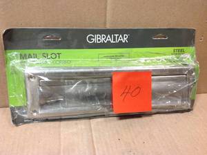 lot 40 image: Gibraltar Mailboxes Satin Nickel Steel Door Mail Slot in good Condition