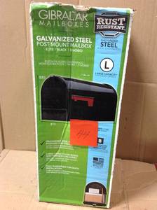 lot 44 image: Gibraltar Mailboxes Elite Large Galvanized Steel Post-Mount Mailbox in Black in good Condition