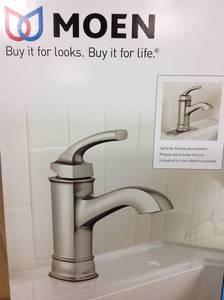 lot 64 image: Hensley Single Hole Single-Handle Bathroom Faucet in Spot Resist Brushed Nickel in good Condition