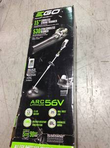 lot 77 image: EGO POWER 56V 15 Cordless String Trimmer & 530 CFM Blower Combo Kit ST1502LB in good Condition