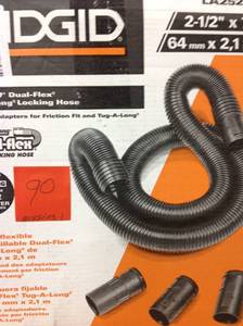 lot 90 image: RIDGID 2-12 in. x 7 ft. Dual-Flex Tug-A-Long Locking Vacuum Hose for RIDGID WetDry Shop Vacuums MISSING 1 PC