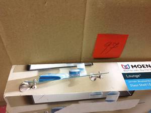 lot 97 image: Lounge 24 in. W Glass Bath Shelf in Spot Resist Brushed Nickel in good Condition