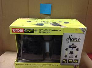 lot 1 image: RYOBI 18-Volt ONE Hybrid Score Wireless Speaker Set with SKAA Technology in good condition