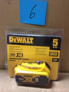 lot 6 image: Dewalt 20-Volt MAX XR Lithium-Ion Premium Battery Pack 5.0Ah