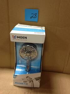 lot 28 image: MOEN Attract 6-Spray 4 in. Single Wall Mount Handheld Shower Head in Chrome in good condition