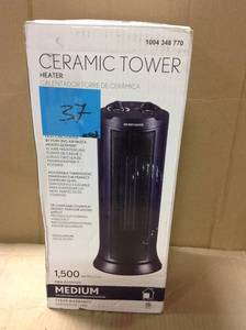 lot 37 image: 1500-Watt Electric Ceramic Tower OSC Space Heater USED