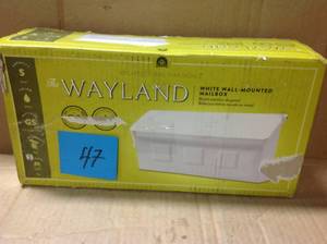 lot 47 image: Architectural Mailboxes Wayland White Wall Mount Mailbox in good condition