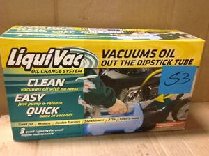 lot 53 image: LiquiVac Oil Changing System - For Small Engines, 34 Gallon, Model# 2005 in like new condition