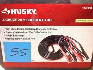 lot 55 image: Husky 20 ft. 4-Gauge Booster Cables in good condition
