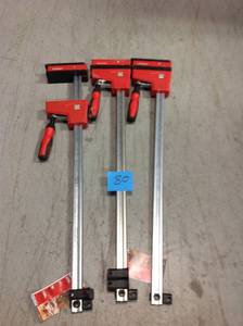 lot 80 image: BESSEY 24 in. K Body REVOlution (KRE) Parallel Clamp with Composite Plastic Handle and 3-3 4 in. Throat Depth in good condition