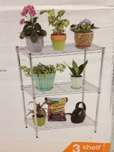 lot 85 image: 30.5 in. H x 24 in. W x14 in. D 3-Tier Steel Wire Shelving Unit in Chrome in good condition