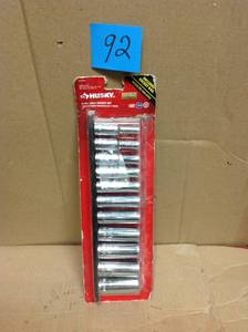 lot 92 image: Husky 12 in. Drive Deep SAE Socket Set (11-Piece) in good condition