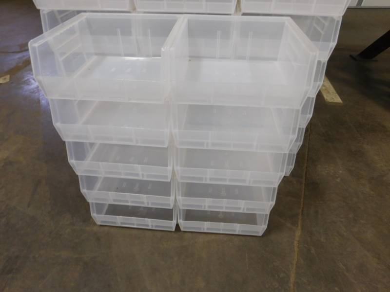 Plastic Stackable Bins - 11 x 11 x 5, Clear S-12417C - Uline