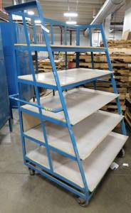lot 333 image: Blue Rolling Storage Cart - 4(w) x 6(h) x 34.5(d)