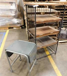 lot 344 image: Vintage Shelving Unit with Metal Side Table