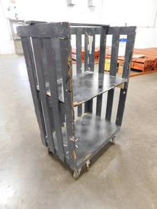 lot 428 image: Rolling Wood Utility Cart - 36(w) x 59(h) x 25(d)