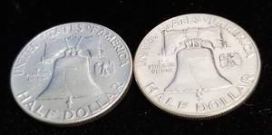 2 EARLY DATE FRANKLIN HALF DOLLARS 1948 1948-D