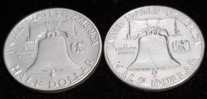 2 FRANKLIN HALF DOLLARS 1950 1950-D