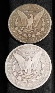 2 MORGAN SILVER DOLLARS 1884-S 1901-O