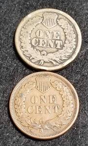 2 INDIAN HEAD CENTS 1863 1896