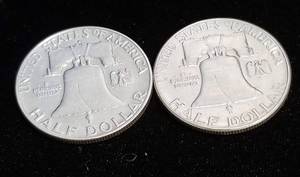 2 FRANKLIN HALF DOLLARS 1957 1957-D