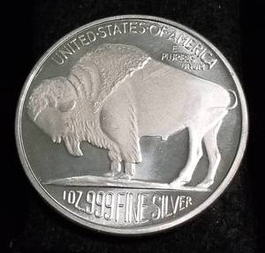 1 TROY OZ. .999 FINE SILVER INDIAN BUFFALO DESIGN