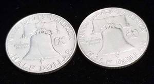 2 FRANKLIN HALF DOLLARS 1959 1959-D