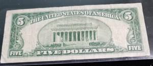 1934 US $5 FEDERAL RESERVE NOTE