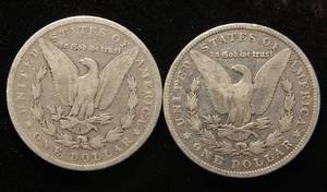 2 MORGAN SILVER DOLLARS 1882-1901-O