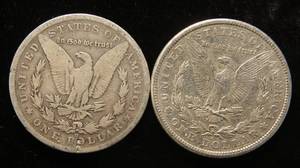 2 MORGAN SILVER DOLLARS 1882-O 1921-S