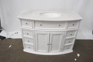 lot Z21 image: Hampton Harbor 45 in. W x 22 in. D Bath Vanity in White with Natural Marble Vanity Top in White Natural
