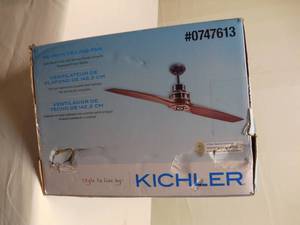 lot 3 image: Kichler 56-in Satin Black Indoor Ceiling Fan and Remote (2-Blade)