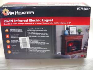 lot 38 image: Mr. Heater 23-in W 5100-BTU Black Electric Fireplace Logs Heater Included Thermostat Remote Control Included