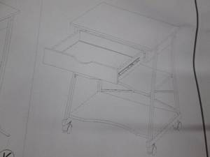 lot 29 image: Mobile Office Cart in Walnut open b...