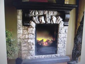lot 34 image: Faux Stone Fireplace open box Retai...