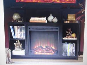 lot 73 image: Black Media-Storage TV Stand and El...