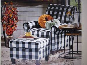 lot 121 image: Buffalo Check Armchair and Ottoman ...