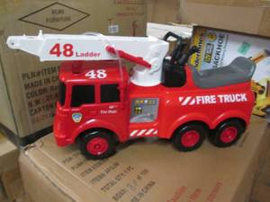lot 129 image: Fire Truck Ride-on Toy open box Ret...