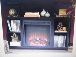 lot 137 image: Black Media-Storage TV Stand and El...