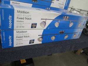 lot 150 image: 2 Madison 3 ft. 4-Light Satin Nicke...