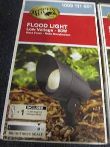 lot 190 image: 3 Low Voltage 50-Watt Black Outdoor...