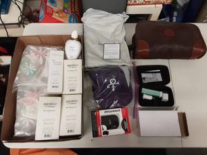 Prince Hat, Wireless head Phones, Waterford Frame, Givency Perfumes, Foot Care Product