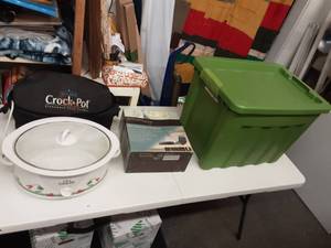 Tote Bin With Lid, Rival Crock Pot With Travel Bag, Brownie Maker