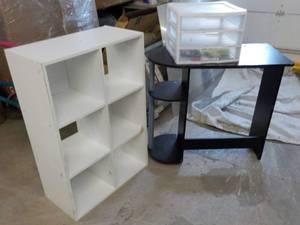 Wood Cubby, Wood Desk and 3 Drawer ...